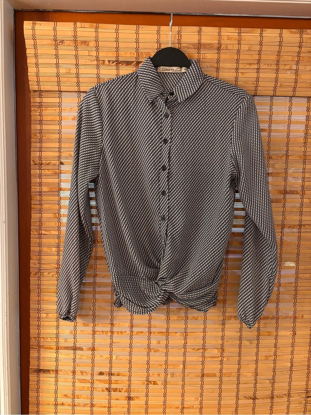 Liberty Love Black and White Button-Down Knot Front Shirt